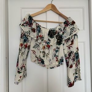 Cream floral off-the-shoulder top